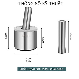 Bộ Chày Cối Inox 304 Nguyên Khối Không Vết Hàn Có Lắp Đạy Kèm Chày Dã Đồ Cực Nhuyễn Mịn Cho Gia Đình - HÀNG CHÍNH HÃNG MINIIN