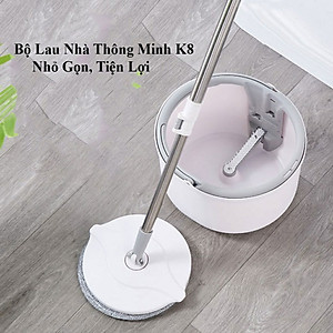 Bộ Cây Lau Nhà Thông Minh K8 Xoay 360 Độ, Siêu Nhanh - Chổi Lau Nhà Tách Nước, Cán Inox Chắc Chắn, Tiện Lợi, Sạch Gọn - Hàng Loại 1 - Chính Hãng MINIIN
