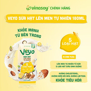 Thùng Veyo Sữa hạt lên men tự nhiên Vị Cam Yuzu (30hộp x 180ml)