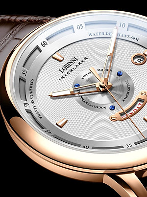 Đồng hồ nam chính hãng LOBINNI LB18071G-D1 hàng mới fullbox ,kính sapphire,chống xước,chống nước 50m,Bh 24 tháng,máy cơ (automatic),mặt trắng dây da nâu xịn