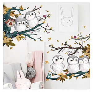 Sticker Giấy Dán Tường Decal Dán tường Tranh Dán Tường Trang Trí Tường Mẫu Gia Đình Nhà Cú ZH98