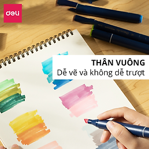 Bút Màu Marker Chuyên Nghiệp Hai Đầu Kèm Túi Vải Và Đế Họa Cụ Vẽ Tranh Cao Cấp Finenolo Deli - Phù Hợp Tô Màu Vẽ Tranh Manga Anime - EC184