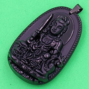 Mặt Phật Văn Thù Bồ Tát thạch anh đen 3.6 cm