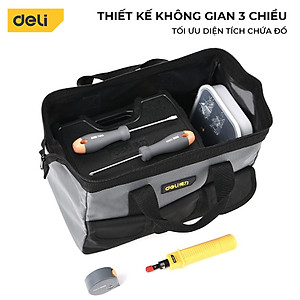 Túi Đựng Đồ Nghề Dụng Cụ Sửa Chữa Deli Tools Chất Liệu Vải Oxford Chống Thấm Nước Thiết Kế Nhiều Ngăn Tiện Dụng DL430018