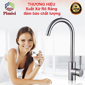 Vòi Nước Rửa Chén Nóng Lạnh Pimisi PVB-315C Inox 304 Mạ Sáng Bóng Dùng Cho Chậu Rửa Bát 1-2-3 Hố Trong Nhà Bếp, Kiểu Cổ Ngỗng, Chỉnh Nhiệt Gật Gù Gắn Bồn Rửa Âm - Dương Bàn Đá, Quay 360 Độ Tăng Áp Nhẹ, Kèm 2 Sợi Dây Cấp Nước Vòi Rửa Bát | Hàng Chính Hãng