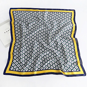 Khăn lụa turban vuông vintage hoa 4 cánh may mắn phong cách Nhật (70x70cm) AKL95