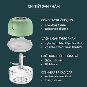 Máy xay tỏi ớt cầm tay 250ml, máy xay tỏi không dây sạc pin