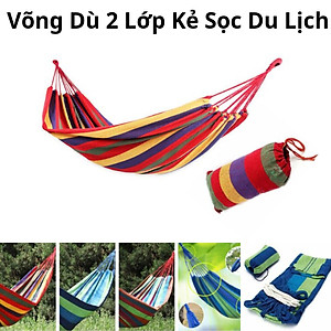 Võng Dù Kẻ Sọc Du Lịch 2 Lớp Dày Dặn, Chịu Lực Cao Size 180cm x 80cm (Giao Mẫu Ngẫu Nhiên)