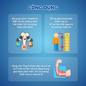 Viên Uống  Hỗ trợ Tăng Chiều Cao Vipteen Vinh Gia, Giúp Thể Lực Tốt Cho Trẻ 9 -18 Tuổi (LỌ/ 60v)