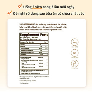 NHẬP KHẨU USA CHÍNH HÃNG - Viên uống dầu cá bổ sung omega 3, hỗ trợ giảm xơ vữa động mạch, tốt cho tim mạch, cải thiện trí nhớ Solgar Dầu cá Fish Oil Omega-3 Concentrate 120 