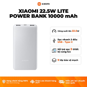 Sạc Dự Phòng Xiaomi Power Bank 10000mAh 22.5W Lite TH | Sạc Nhanh | Sạc Cùng Lúc Nhiều Thiết Bị | Bảo Hành 12 Tháng | Hàng Chính Hãng 
