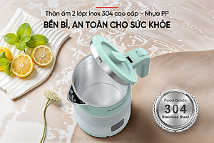 Ấm siêu tốc Inox 2 lớp 1.8L SUNHOUSE SHD1357 - Hàng chính hãng