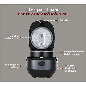 Nồi cơm điện tử Cuckoo 1.08L CR-0690F-BKBKCRVNCV_ màu đen, nhiều chế độ nấu, lòng nồi chống dính, thiết kế sang trọng - Bảo hành 2 năm - Hàng chính hãng Cuckoo Vina