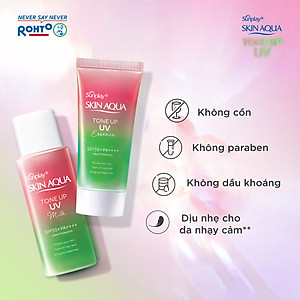 Kem chống nắng nâng tông Skin Aqua Tone up Rose cho da trắng, khuyết điểm xanh hoặc tái xanh, dạng tinh chất Sunplay Skin Aqua Tone Up UV Essence Happiness Aura (Rose) SPF 50+ PA++++ 50g
