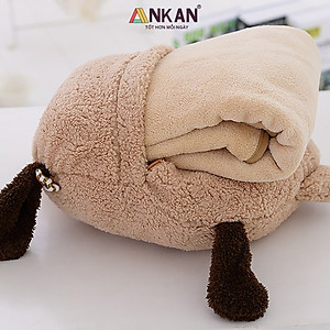 Chăn Gối Văn Phòng 3 Trong 1 Gấu Nâu Độc Đáo Kiểu Dành Cho Nữ Dùng Để Ngủ Trưa Tại Văn Phòng, Tựa Lưng Và Gấu Bông Dùng Để Trang Trí