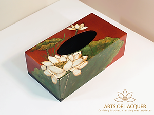 Hộp Đựng Khăn Giấy Sơn Mài Hoa Sen