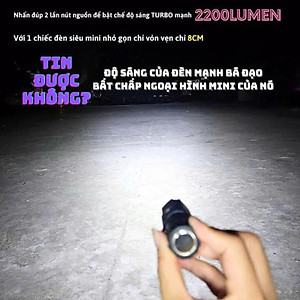 Đèn Pin Cầm Tay Siêu Sáng Mini Có Sạc USB Chiếu Xa 5 Chế Độ Sáng, Pin Trâu Chống Thấm Nước, Tiện Dụng – Hàng Nhập Khẩu