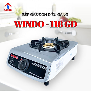 Bếp Gas Đơn Mặt Inox WINDO - 118 ĐG | Bếp gas đơn để bàn điếu gang tiết kiệm gas- Hàng chính hãng