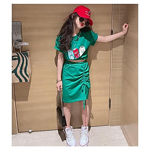 Quần áo bé gái, set đầm rút dây sành điệu cho bé gái đi chơi đi học đẹp từ 12-40kg hàng thiết kế