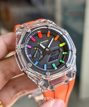 Đồng Hồ Nam Dây Nhựa Casio G-Shock GA-2100FR-3A AP Custom Skeleton Orange x Rainbow Royal Oak (Special)