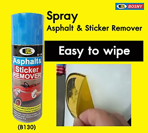 Dung dịch tẩy keo, nhựa đường, băng dính, tẩy decal... Asphalt & Sticker Remover - Bosny B130 - 200 cc - nhập khẩu Thái Lan (tặng kèm khăn lau và khẩu trang bằng vải không dệt)