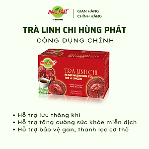 Trà Linh Chi Thanh Mát Hộp 25 gói - Reishi Mushroom Tea - Thương hiệu Hùng Phát