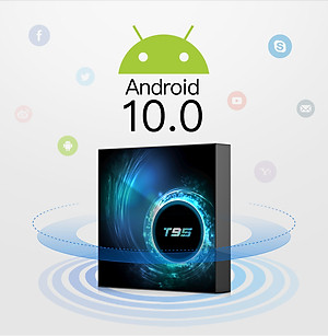 Android tivi box T95 điều khiển cử chỉ và giọng nói tiếng việt có Bluetooth 4GB RAM 32GB ROM android 10 voice wifi kép 2 băng tần có cài sẵn ứng dụng truyền hình miễn phí vĩnh viễn, phim HD - Hàng Nhập Khẩu