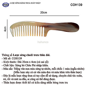Lược sừng răng thưa Chải tóc xoăn, xù (Size: L - 20cm) COH139 - Lược xuất Nhật - Chăm sóc tóc