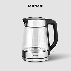 Ấm đun siêu tốc Locknlock Glass electric kettle EJK256BLK - 220-240V, 50-60Hz, 1850-2200W, Dung tích 1.8L- Màu đen - Hàng chính hãng