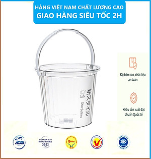 Xô trong 10L Hokori 5228, Xô đựng nước trong suốt, Xô đựng đá có quai xách trong suốt dày dặn Việt Nhật - Hàng Việt Nam