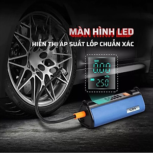 [Tặng củ sạc + cáp sạc] Bơm Lốp, Kích Bình Ô Tô, Xe Máy 4in1 GDV TS03 Pin LI-PO 12000mAh Kiêm Sạc Dự Phòng, Đèn Pin Chiếu Sáng - Hàng Chính Hãng