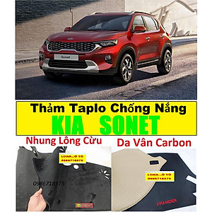 Thảm Taplo Da Xe KIA SONET 2022-23 Mẫu Da Vân Carbon Cao Cấp