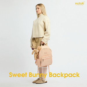 Balo nữ thỏ bông jellycat bunny cao cấp NATOLI nhiều ngăn đi học cute phong cách hàn quốc - BST Sweet Bunny Backpack B28
