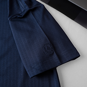 Áo phông cộc tay ô chấm màu navy ALGAPC074
