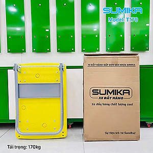 Xe đẩy hàng sàn nhựa SUMIKA T170 - Khung thép, tay cầm gấp mở tiện lợi, tải trọng 170kg