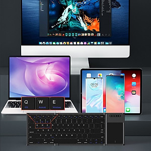 Bàn phím Gấp gọn không dây Bluetooth B66T - Tích hợp Touchpad - pin sạc TypeC- có hàng phím F1-F12 hàng nhập khẩu