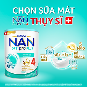 Sữa bột Nestlé NAN OPTIPRO PLUS 4 800g/lon với 5HMO Giúp tiêu hóa tốt + Tăng cường đề kháng  - Bé 2-6 tuổi