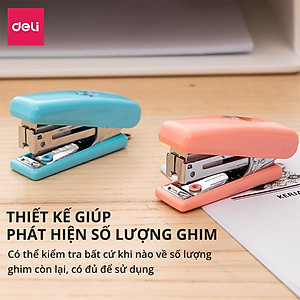  Dập ghim mini #10 Deli, 12 trang, Xanh, Hồng - 1 cái E0222