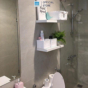 Bộ 2 Kệ Gỗ Thanh Ngang Trang Trí Treo Tường Màu Trắng Gỗ Chống Ẩm Dày 25mm SIB Decor KT005