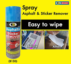 Dung dịch tẩy keo, nhựa đường, băng dính, tẩy decal... Asphalt & Sticker Remover - Bosny B130 - 200 cc - nhập khẩu Thái Lan (tặng kèm khăn lau và khẩu trang bằng vải không dệt)