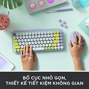 Bàn phím cơ không dây bluetooth | USB Logitech POP KEYS - với 8 phím emoji có thể điều chỉnh, switch tactile, kết nối 3 thiết bị - Hàng chính hãng