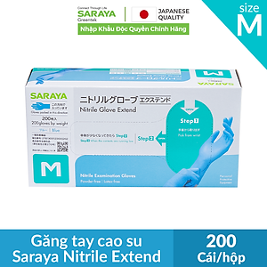 Găng tay cao su Saraya Nitrile Glove Extend (Màu Trắng), dùng trong thực phẩm, làm đẹp, y tế, công nghiệp - 200 cái/hộp