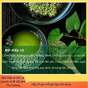 Bột Diếp Cá hữu cơ nguyên chất sấy lạnh Dalahouse - Hộp 20 gói nhỏ 3gr định lượng sẵn cho 1 lần sử dụng - Mát Gan, ngừa mụn, ngừa trĩ và táo bón. Hỗ trợ bảo vệ Phổi