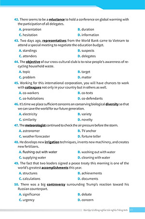 Bài Tập Từ Đồng Nghĩa, Trái Nghĩa Tiếng Anh (Ôn Thi Vào Lớp 10 Và 10 Chuyên)