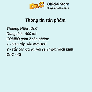 Combo Dr.C CHÍNH HÃNG siêu tiết kiệm ( Siêu tẩy dầu mỡ Dr. C + Tẩy cặn Canxi, vòi sen, vách kính)