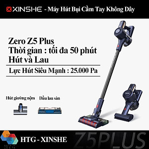 Máy Hút Bụi Không Dây Cầm Tay Xinshe Z5Plus hút và lau, lực hút siêu mạnh 25000Pa, dùng đến 50 phút, hút nệm sâu, hàng chính hãng