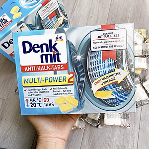 Hộp 60 viên khử mùi hôi, làm sạch lồng máy giặt Denkmit Anti-Kalk-Tabs Đức