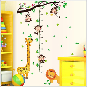 Decal dán tường Thước đo chiều cao khỉ con AmyShop DTD022(150x110cm)