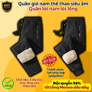 Quần gió lót lông QD2 ấm áp thời trang cho nam, Quần nỉ jogger lót lông QD1 sang trọng và dày dặn D Danido