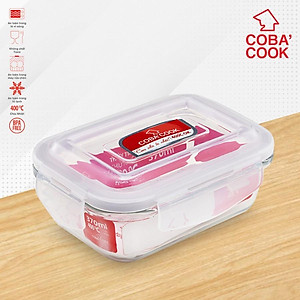 Hộp thủy tinh COBA'COOK hình chữ nhật  đựng thực phẩm chịu nhiệt dung tích 370ml- CBHL370